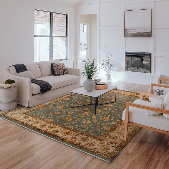 Reflections 8x10 Light Blue/Ivory Wool and Silk Embossed.