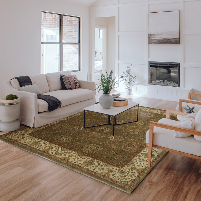 Elegance 8x10 Olive/Ivory Wool