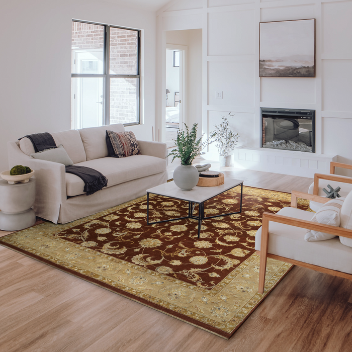 Reflections 8x10 Red/Beige Wool and Raw Silk