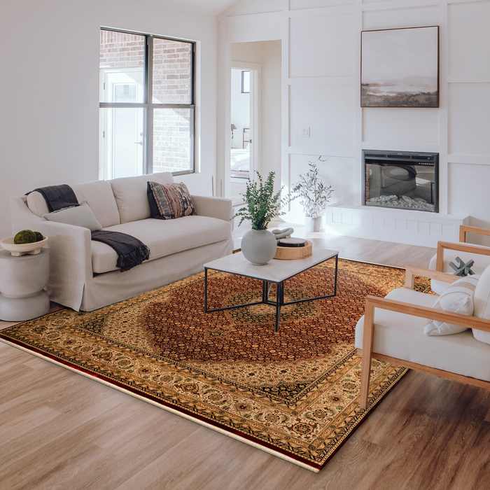 Tabriz 8x10 Burgundy/Beige/Blue Wool and Silk