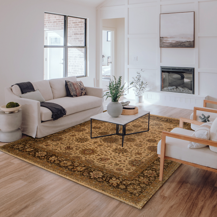 Agra 8x10 Ivory/Brown Wool