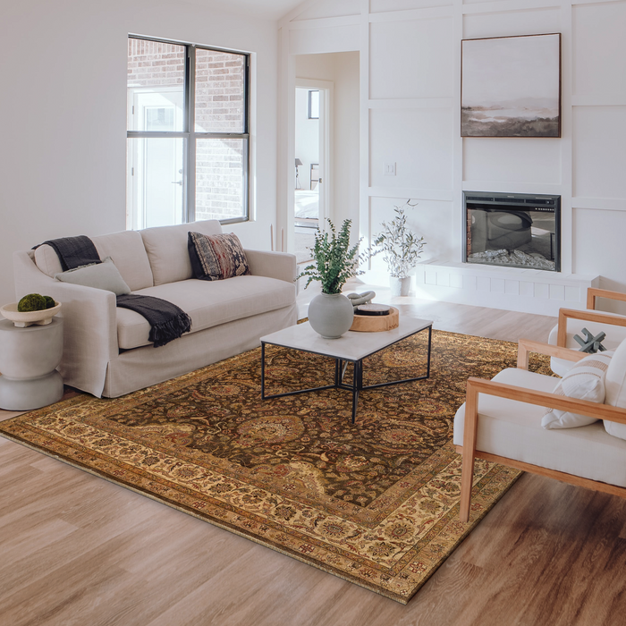 Agra 8x10 Brown/Ivory Wool