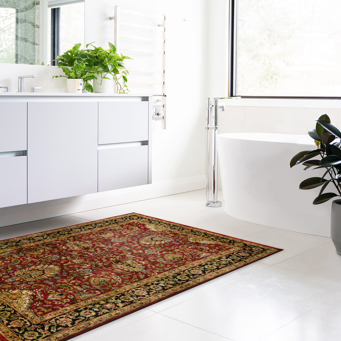 Agra 4x6 Red/Black Wool and Silk