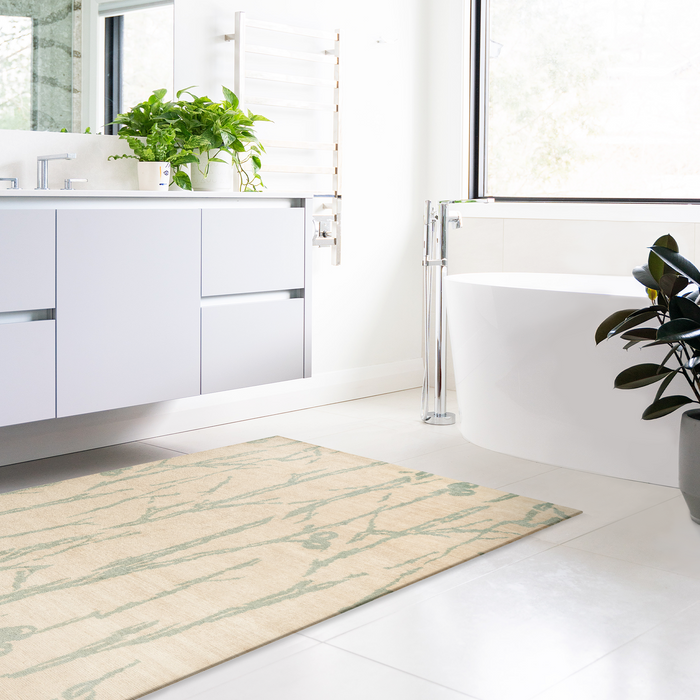 Tree 4x6 Ivory/Light Blue Bamboo Silk