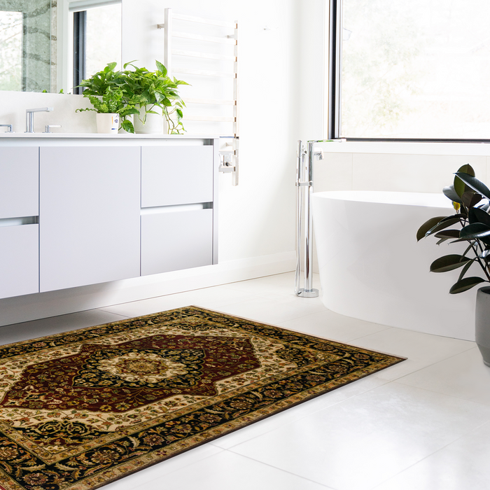 Indo Persian Kashan 4x6 Red/Black Wool