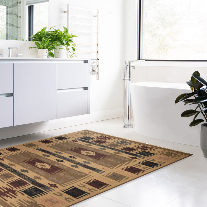 Navajo Design 5x7 Brown wool