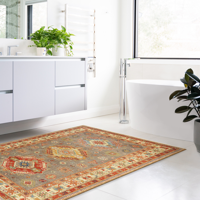 Super Kazak 5x7 Grey Ivory