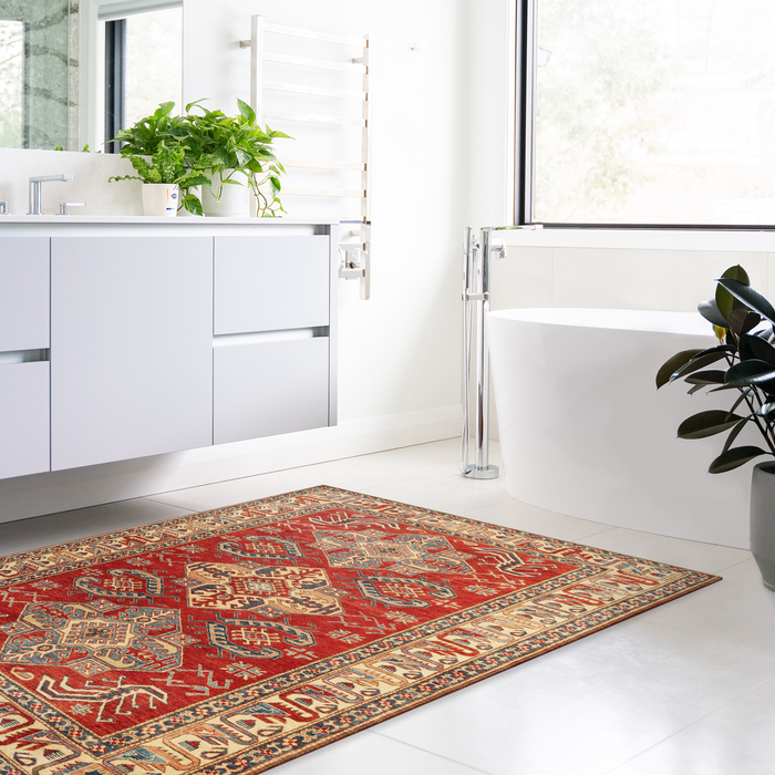 Super Kazak 5x7  Red and Ivory