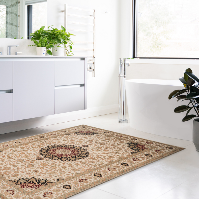 New Tabriz 4x6 Ivory Silk and Wool.