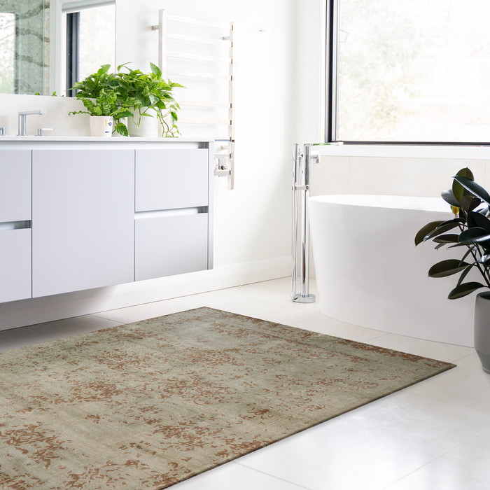 Pokhara 5x7 Aqua/Brown Wool and Bamboo silk