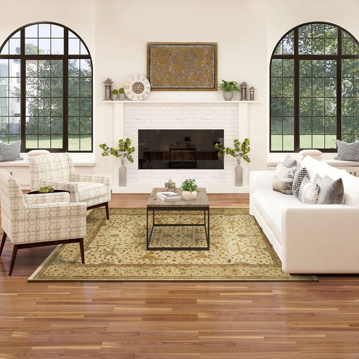 Elegance 8x10 Beige Light Green Ghazni Wool