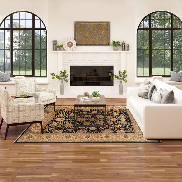 Agra 8x10 Black/Ivory Wool