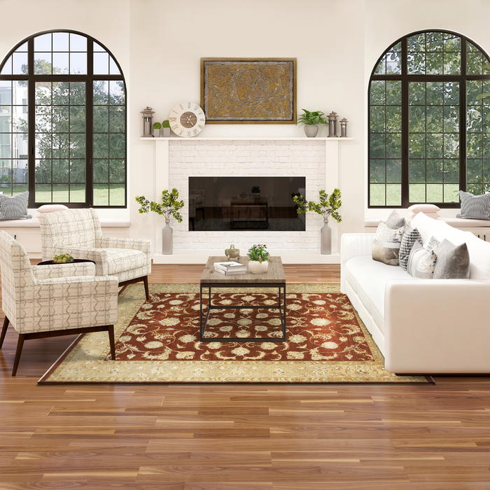 Reflections 8x10 Red/Beige Wool and Raw Silk