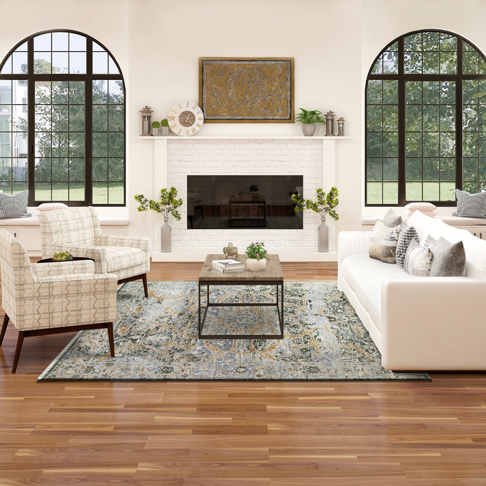 Return To Classic 8x10 Grey/Blue Wool