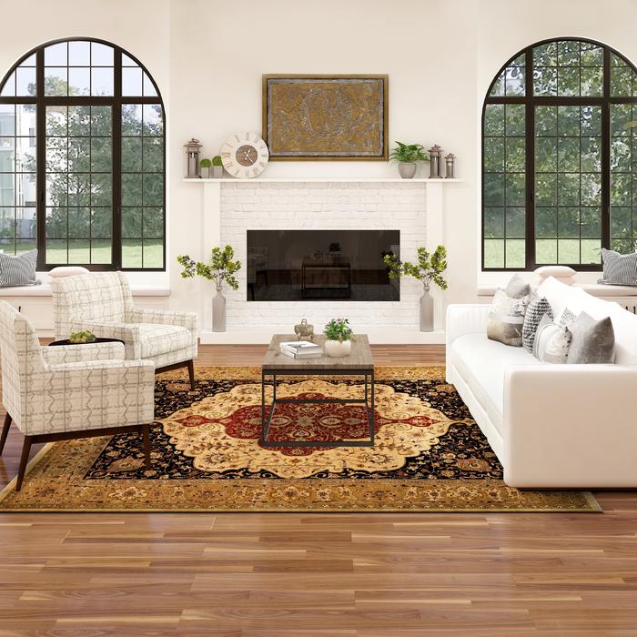 Elegance 9x12 Ivory/Light Gold Ghazni Wool A