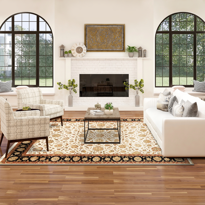 Mashhad 9x12 Beige/Black Wool and Silk