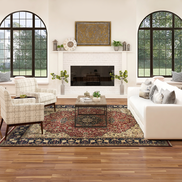 Indo-Persian Varanasi Red/Navy Wool