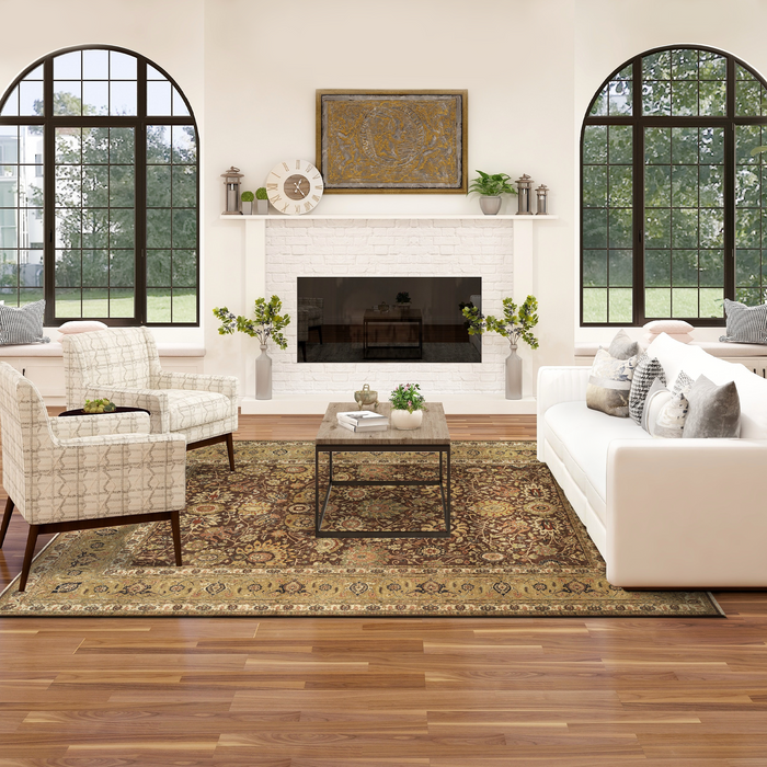 Agra Kashan 9x12 Brown/Gold Ghazni Wool