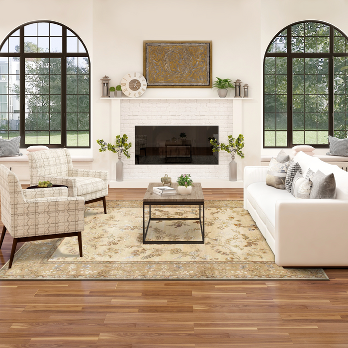 Reflections 9x12 Beige/Gold Wool and Silk