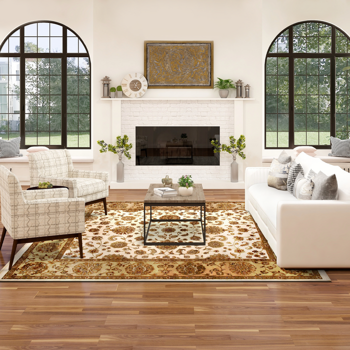 Elegance 9x12 Ivory/Light Gold Wool and Silk