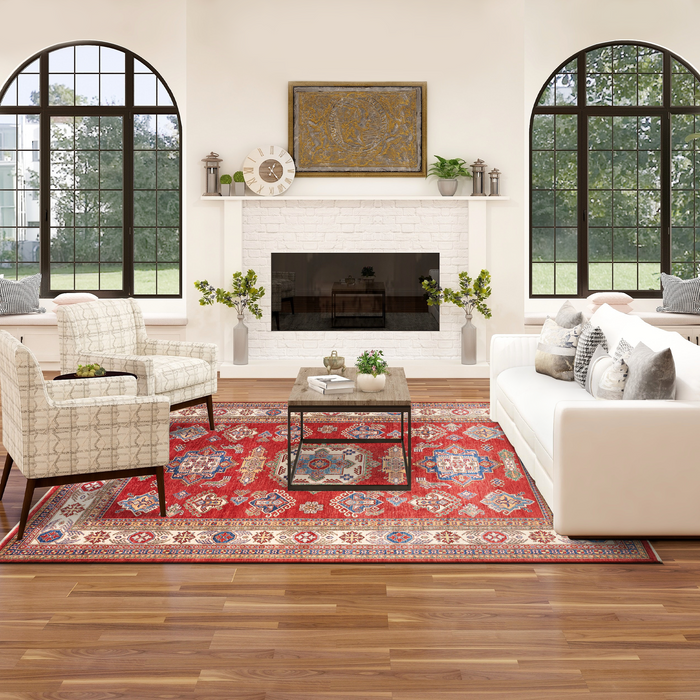 Super Kazak 9x13 Vermilion Red