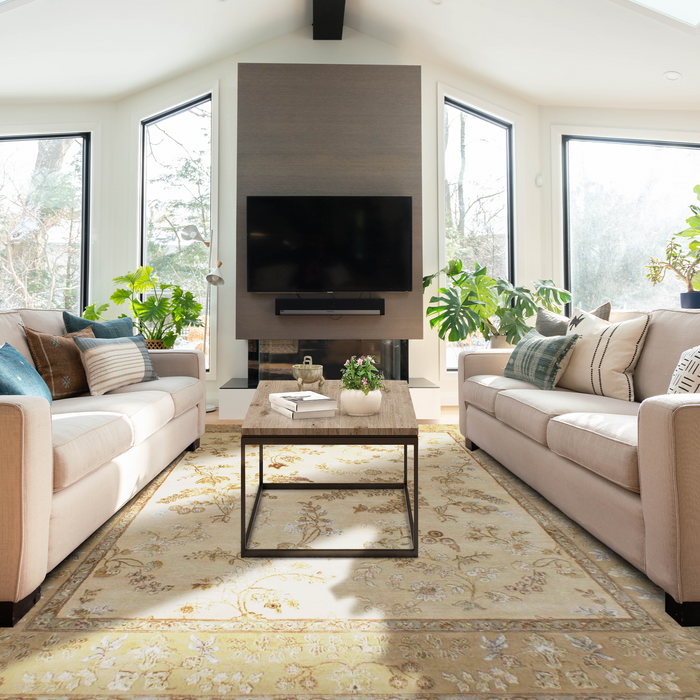 Reflections 9x12 Beige/Gold Wool and Silk