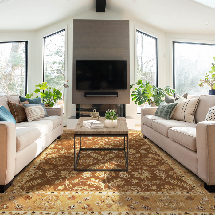 Reflections 9x12 Brown/Gold Wool and Silk Embossed B