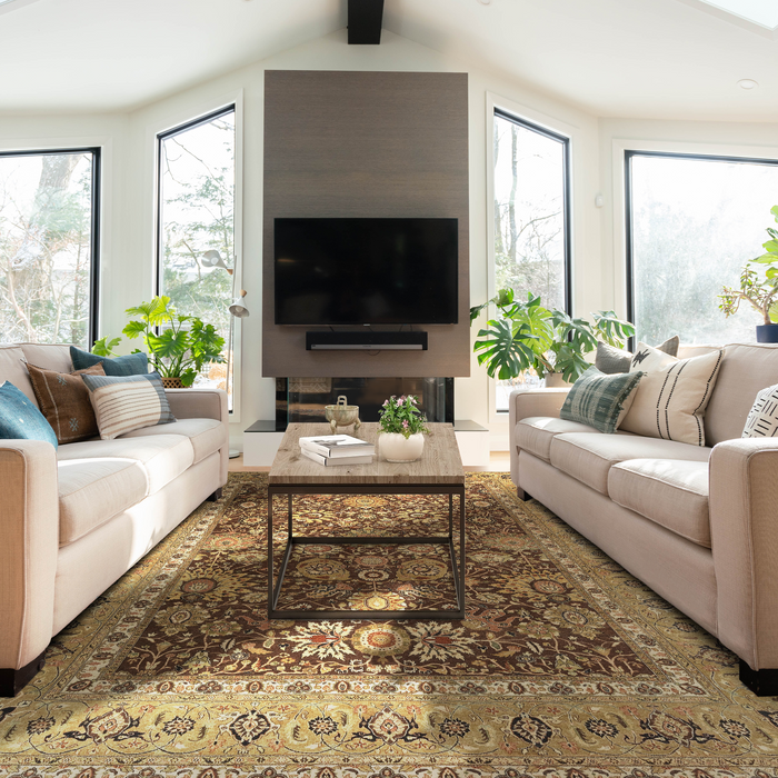 Agra Kashan 9x12 Brown/Gold Ghazni Wool