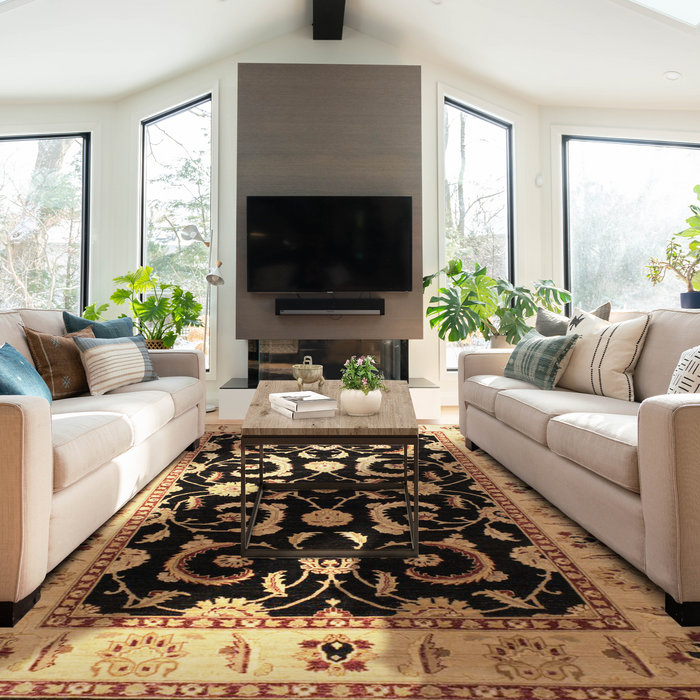 Grand 10x14 Chobi Black/Beige Wool