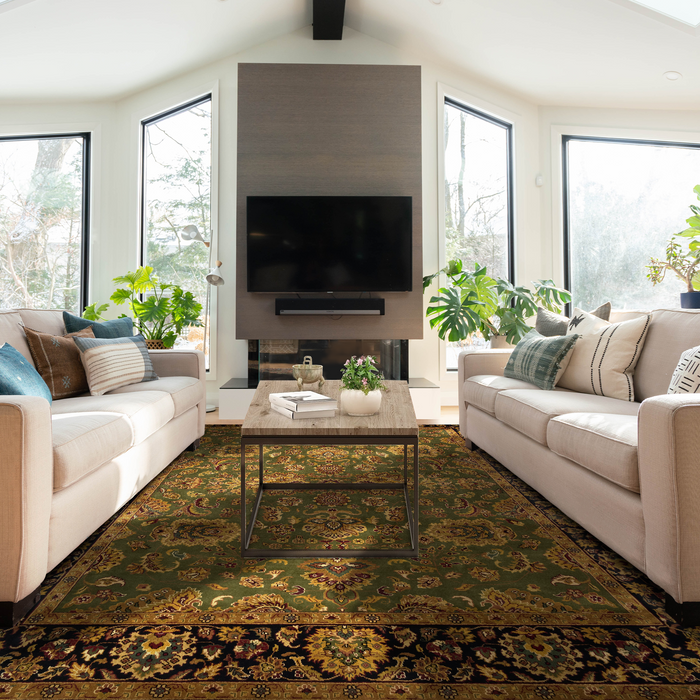 Mashhad 8x10 Green/Black Wool