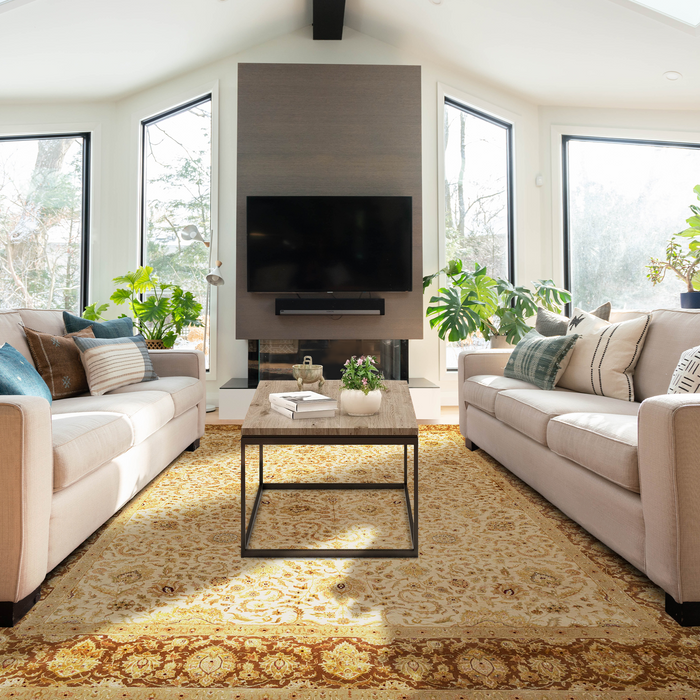 Grand 10x15 Enchante Ivory/Brown Wool and Silk