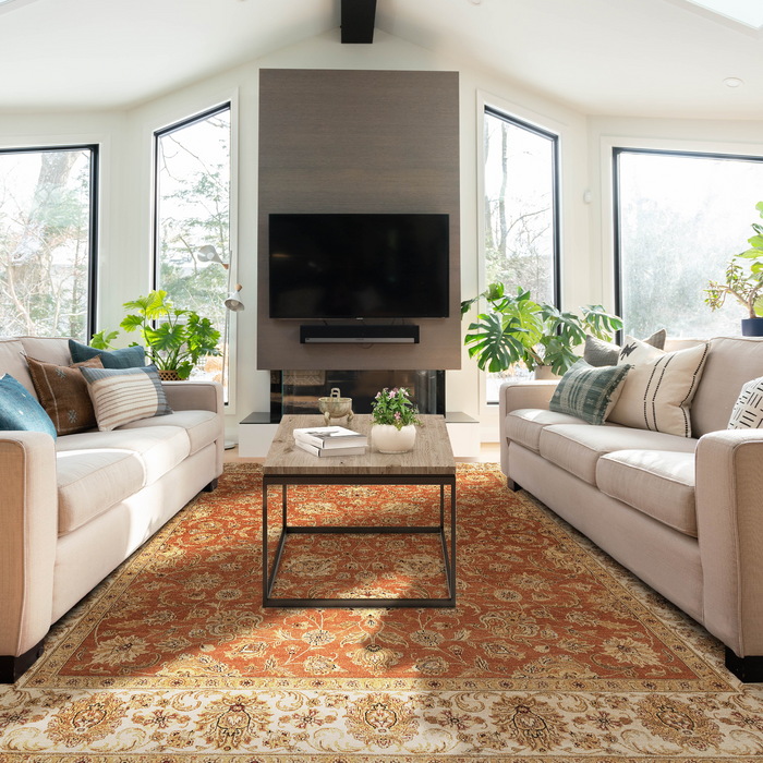 Elegance 9x12 Rust/Ivory Ghazni Wool