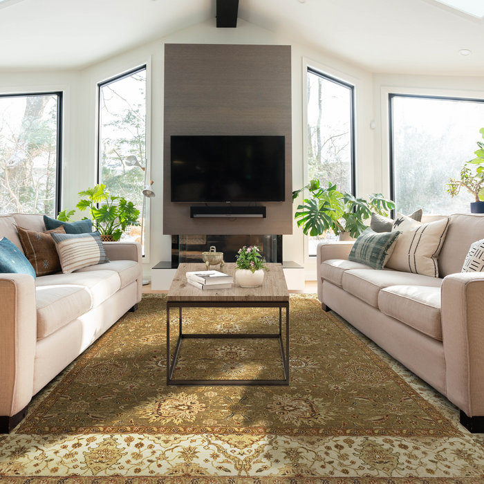 Elegance 8x10 Olive/Ivory Wool