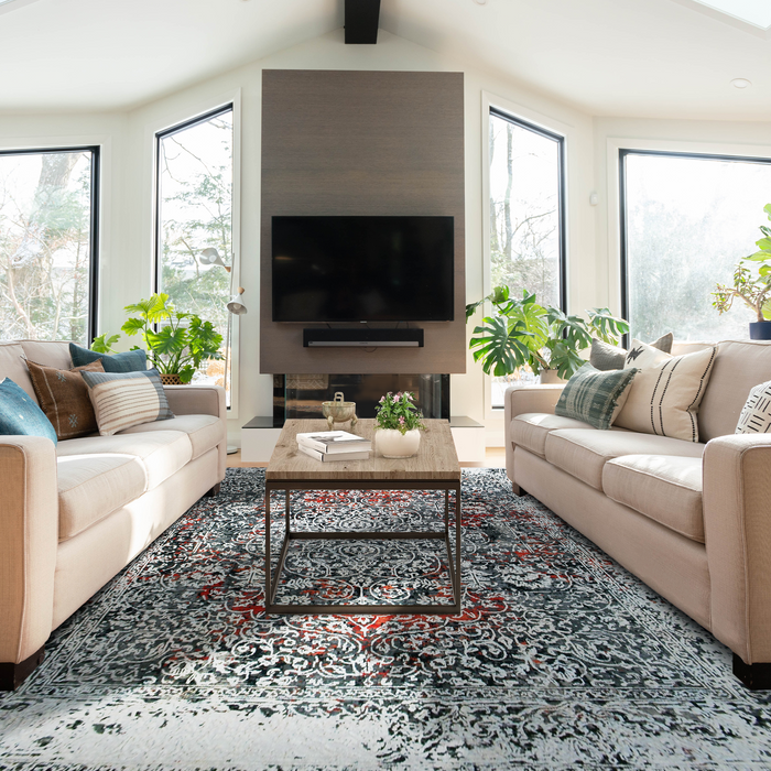 Eterno 8x10 Grey/Ivory Wool and Silk Embossed