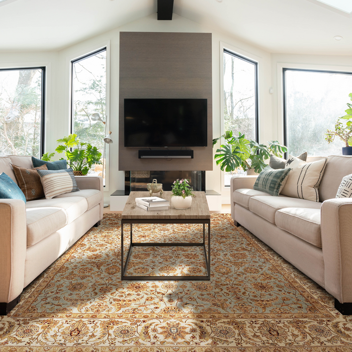 Premiere 9x12 Light Blue/Ivory Wool