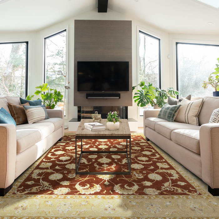 Reflections 8x10 Red/Beige Wool and Raw Silk