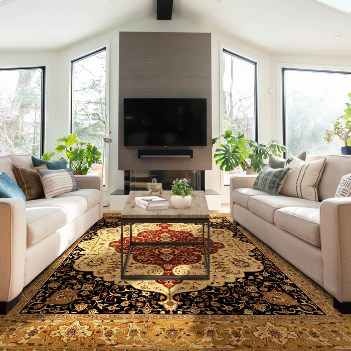 Elegance 9x12 Ivory/Light Gold Ghazni Wool A