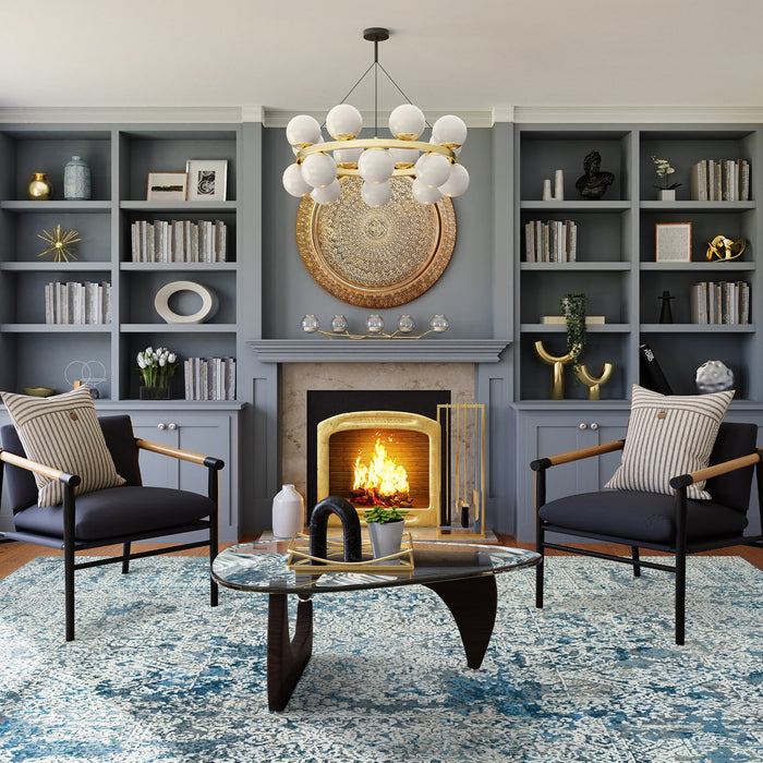 Intrecciare 8x10 Cobalt Blue Wool and Silk Embossed