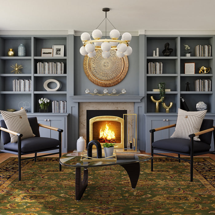 Mashhad 8x10 Green/Black Wool