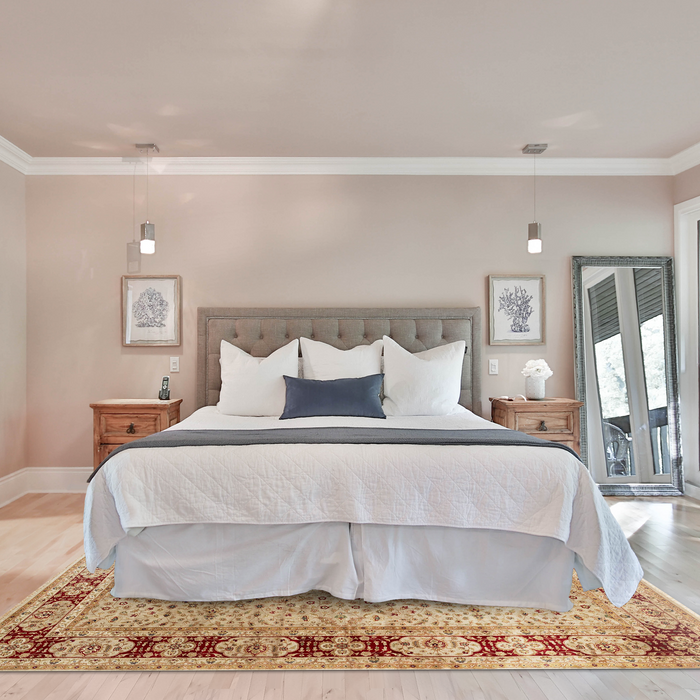 Indo Persian 9x12 Beige Burgandy Wool and Silk