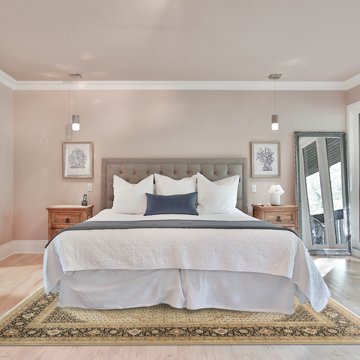 Tabriz 9x12 Olive/Black Wool and Silk