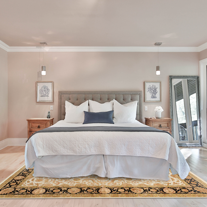 Indo Persian 9x12 Beige/Black Wool and Silk