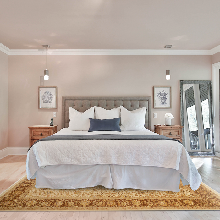 Enchante 9x12 Ivory-Brown Wool and Silk