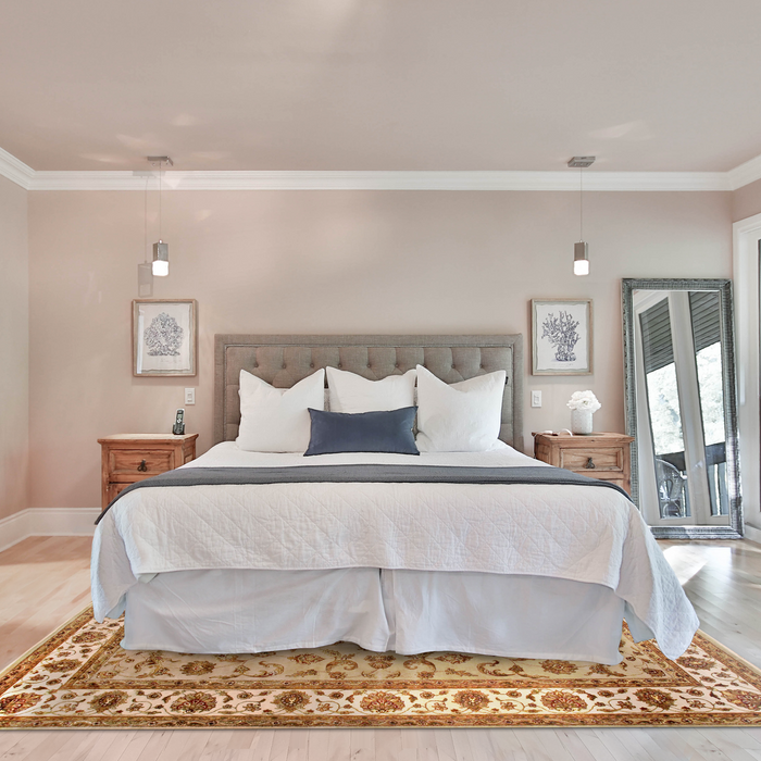 Elegance 9x12 Camel/Ivory Wool and Silk Embossed