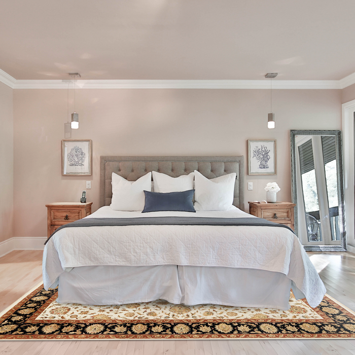 Mashhad 9x12 Beige/Black Wool and Silk