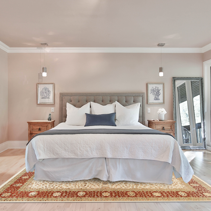 Bakhtyar 9x12 Beige/Rust/Ivory Wool and Silk