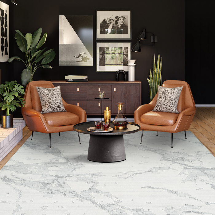 Marble 6x9 Ivory/Grey Wool and Bamboo silk