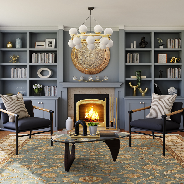 Reflections 8x10 Light Blue/Ivory Wool and Silk Embossed (B)