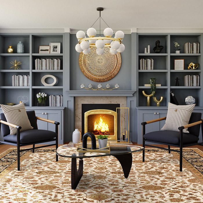 New Isfahan 8x10 Beige/Black Wool and Silk