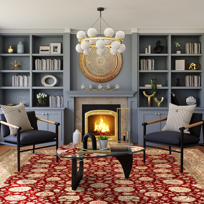 Indo Persian 8x10 Burgundy/Beige Wool and Silk